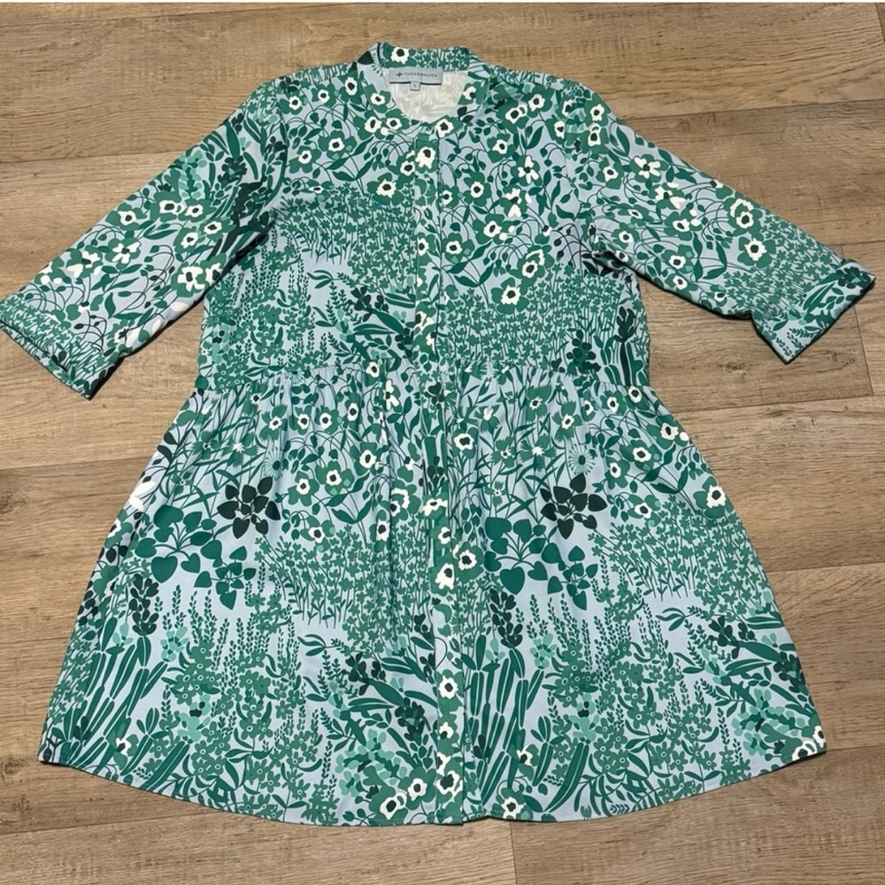 Tuckernuck Grren and White floral dress